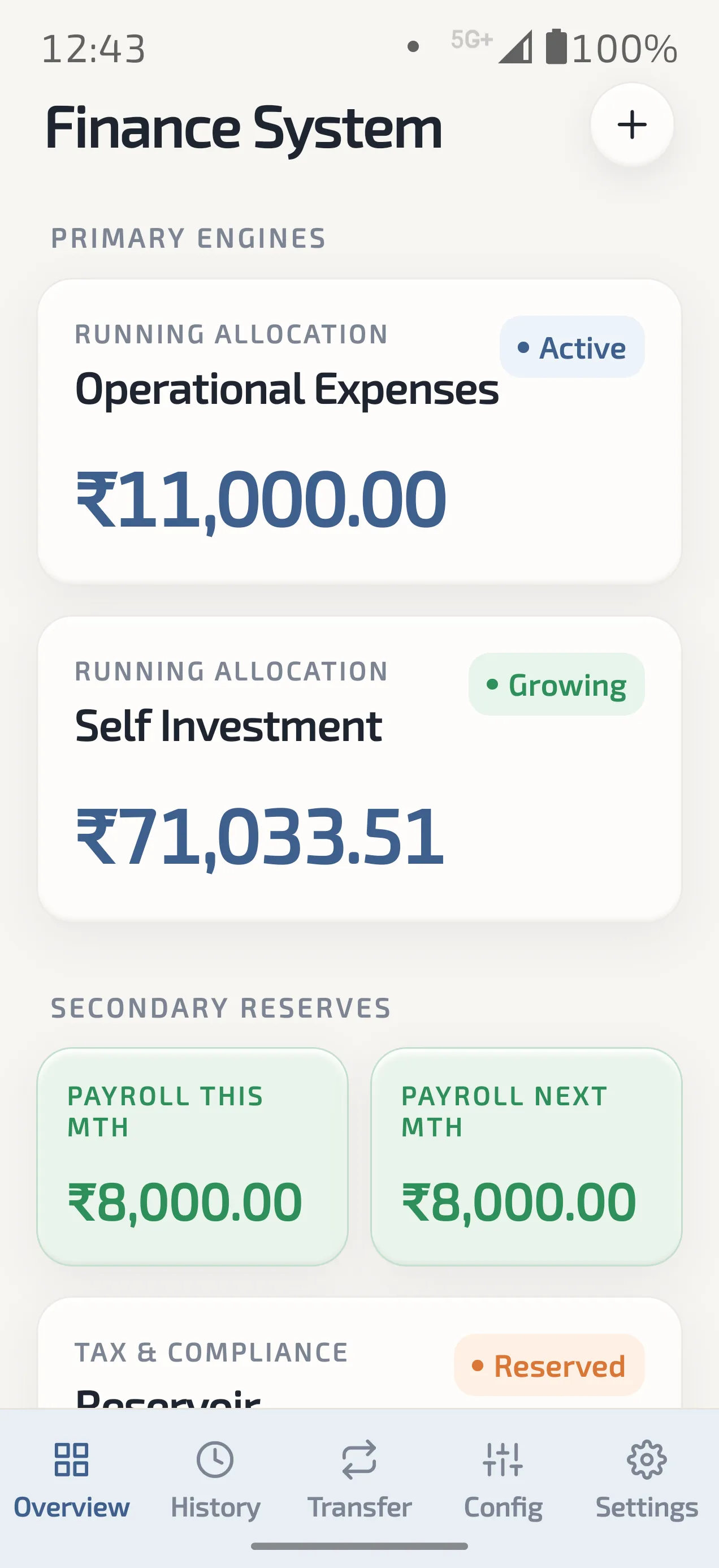 AGDIRA Financial Engine running on Android