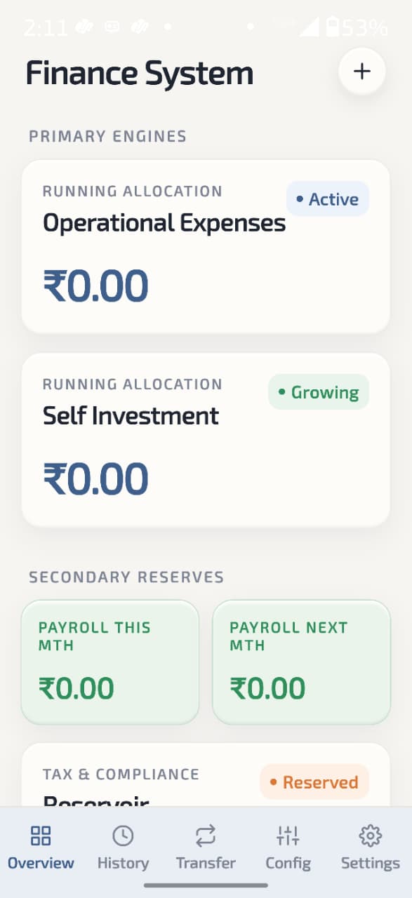 AGDIRA Financial Engine running on Android